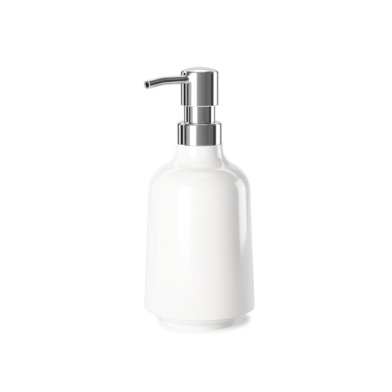 Umbra Step 13 oz (384 ml) Liquid Soap Pump Dispenser, Also Works with Hand Sanitizer, Easy to Refill, White - Image 1